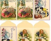 Easter Victorian Vintage Postcard Image E-Tags Assortment III Free Shipping