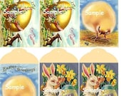 Easter Greetings Victorian Vintage Image E-Tags - Assortment II Free Shipping