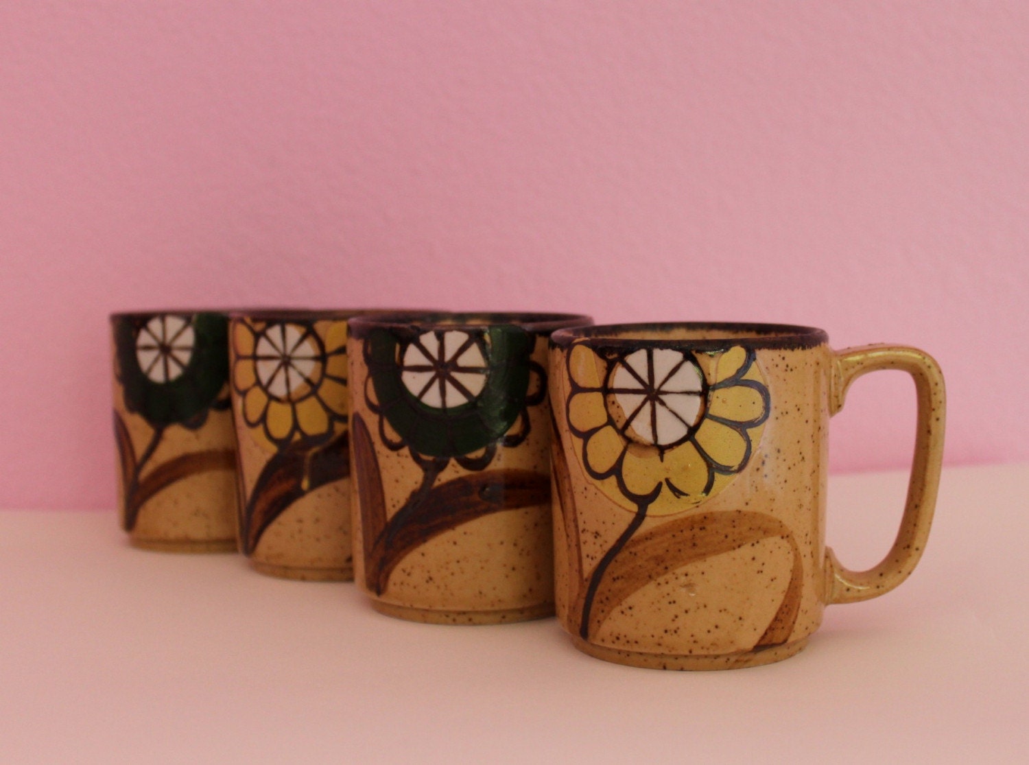 SALE-VINTAGE set of four MUGS- Party Of Four