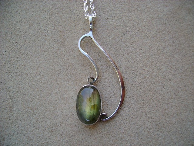 Labradorite Pendant set in Forged Sterling Silver