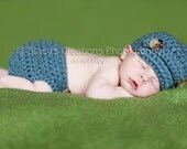 Baby Newsboy Hat, Crochet Baby Hat, Photo Prop, Diaper Cover and Hat, Baby Boy Hat, Boy Newsboy Hat, Newborn Beanie, Infant Boy Hat, Blue