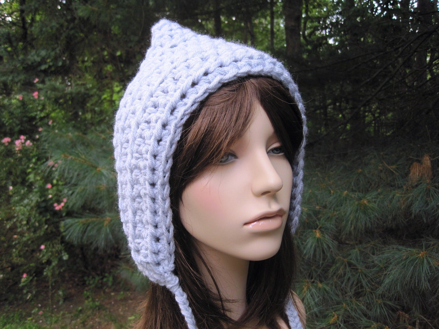 Crochet Hat, Crochet Womens Hat, Goblin Hat, Crochet Pixie Hat, Silvery Blue, Fall Fashion, Teen Hat, Crochet Elf Hat