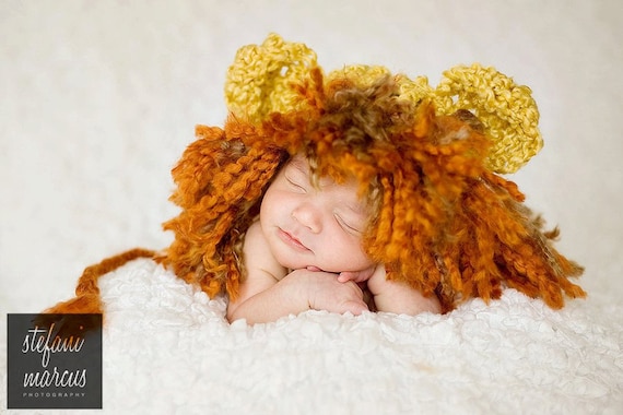 Crochet Baby Hat, Newborn Lion Hat, Boy Infant Hat, Girl Baby Animal Hat, Crochet Lion Hat, Baby Photo Prop, Yellow