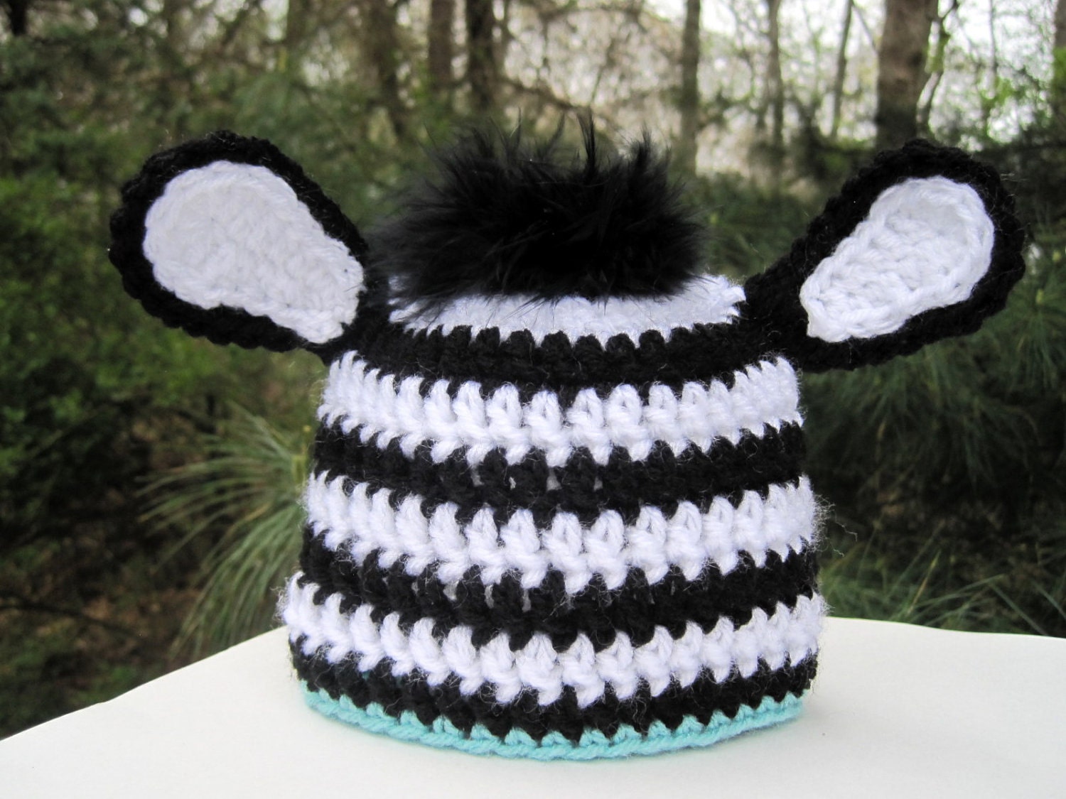 Baby Zebra Hat, Crochet Baby Hat, Boy Zebra Hat, Newborn Zebra Hat, Infant Animal Hat, Baby Beanie, Photo Prop, Black Blue