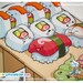 Kawaii California Roll and Nigiri - Vinyl Sticker ( Medium )