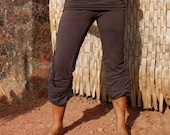 ORGANIC YOGA PANTS - Athletic Hippie Boho Sports Comfortable Chic Cotton - Chocolate Brown - Size Medium - With free Yoga mat bag