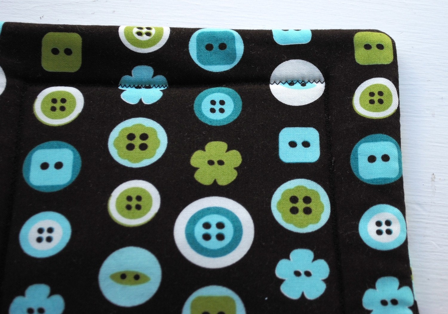 Handmade Quilted Pot Holders Set of 2 Buttons