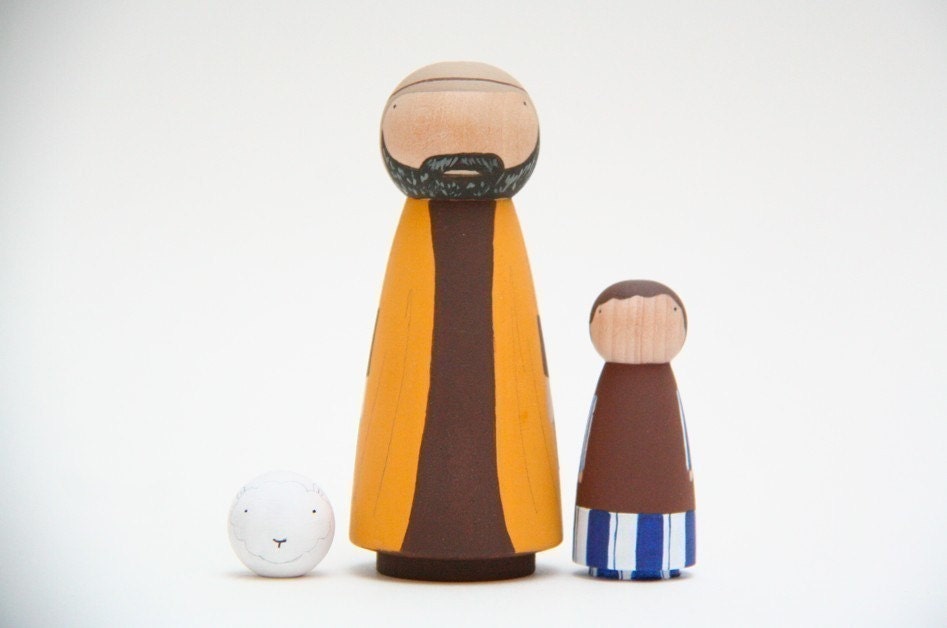 Nativity Set Hand Painted - Wooden Dolls Made to Order