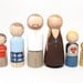 Custom Family of 6 - One of a Kind Hand-Painted Wooden Peg Dolls - Unique Family Portrait