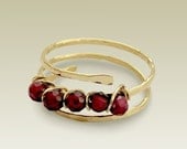Adjustable ring - 14K gold filled wrapped with garnet beads ring - Amore mio