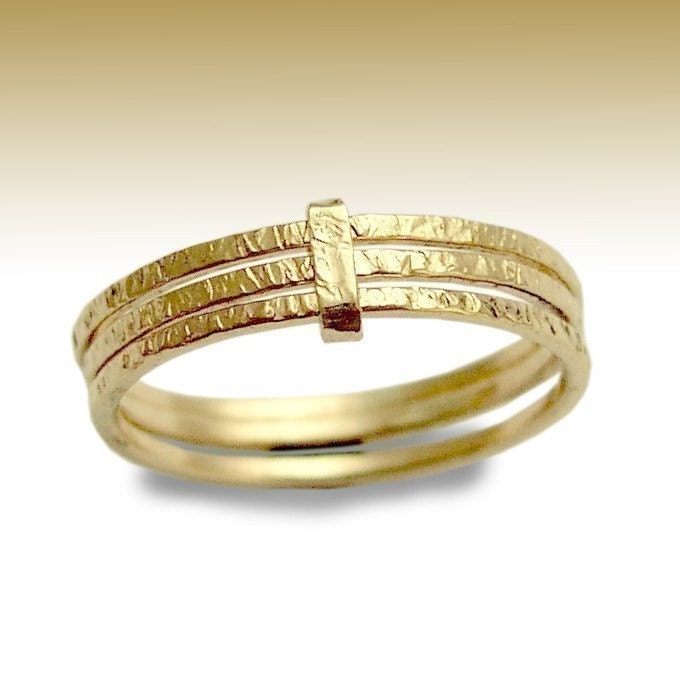 14K gold filled 3 stacking bands - Feeling love