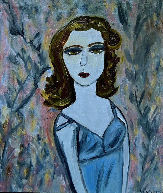 Muriel thought herself the glamourous type.  Limited edition print of an original oil painting by Vivienne Strauss.