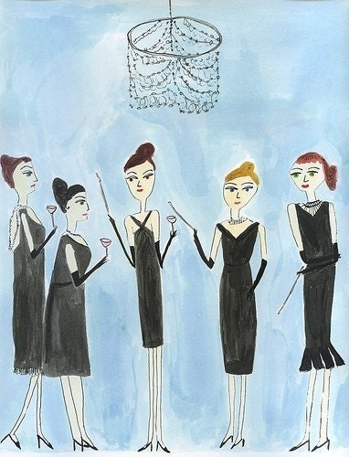 None of the girls would dream of missing Evangeline Boatwright's annual Holly Golightly party.  Limited edition print.
