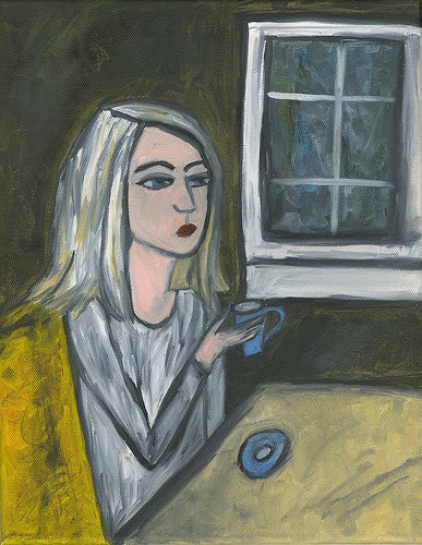Waiting. Original oil painting on canvas by Vivienne Strauss.