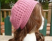 Crocheted Beret -Tam-Snood.....Dusty Rose
