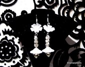 Floral Lalique Like Bridal Earrings Perfect for Destination Beach Weddings