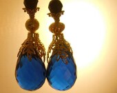 Persian Blue Briolette and Gold Earrings