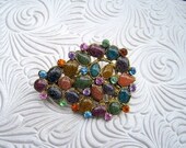 Vintage Brooch with Multicolored Stones SALE