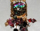 Fireworks at Midnight Art Nouveau Filigree Necklace     SALE