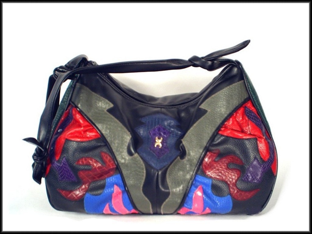 80's vintage AVANT GARDE color block slouch purse