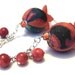 SALE....One of a Kind Sterling Silver, Coral, Vintage Lucite, Czech Glass, and Fabric Earrings