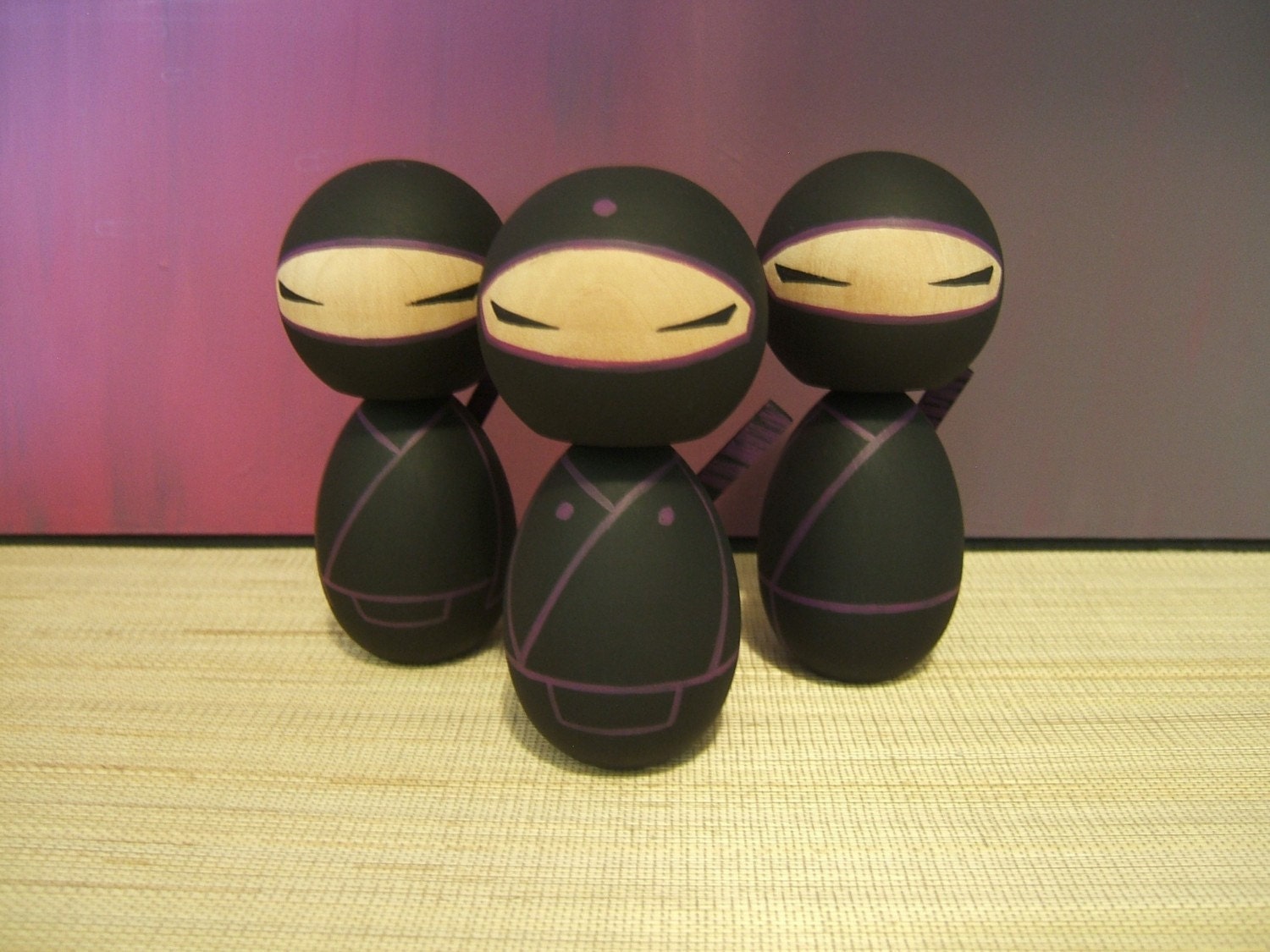 Kokeshi doll.  Ninja of your choice Black and violet version