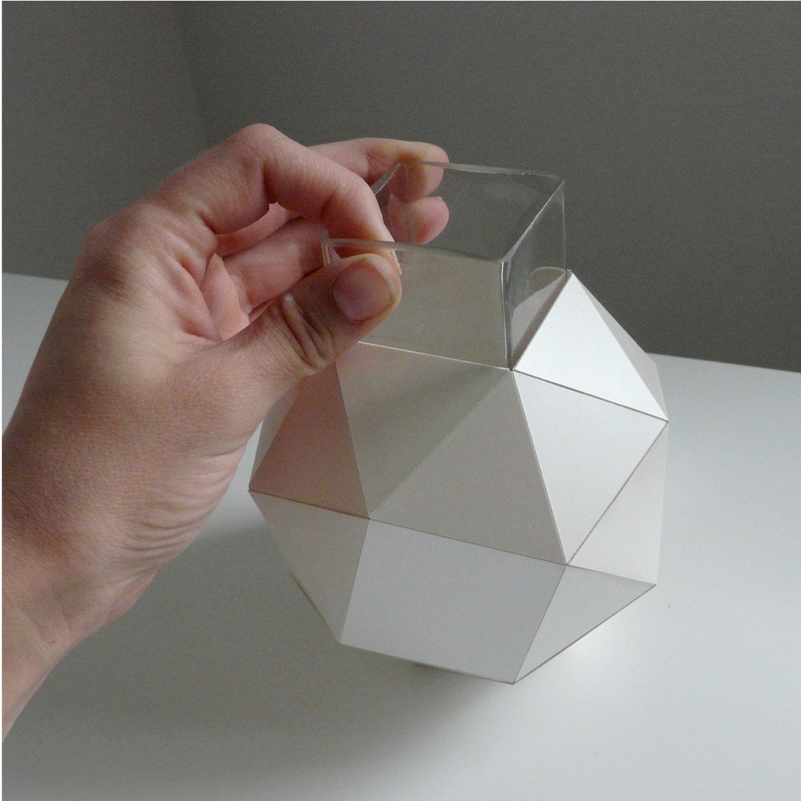 Paper Geometric Vase, Modern Table Top, Polyhedron Design