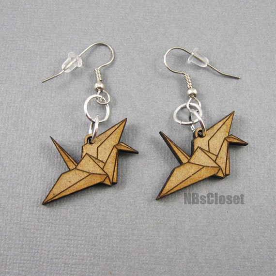 Origami Peace Crane earrings