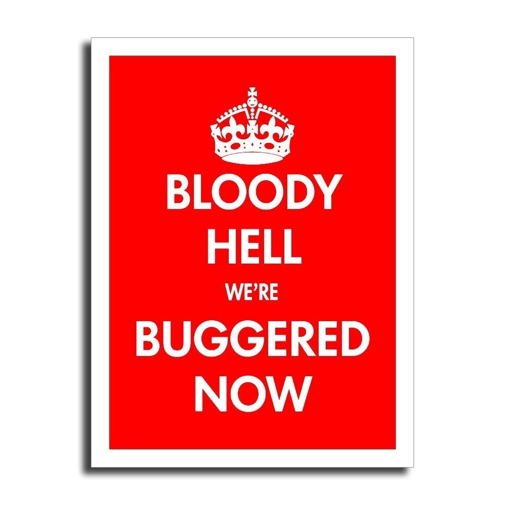 Bloody Hell - Keep Calm and Carry On Parody - Hand Silk Screened Poster - Red
