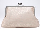 Wedding Clutch- Bridal Purse- Sexy Brocade Bridal Clutch with White Satin Lining