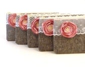 MANY COLORS Available- Bridesmaids Gifts- Custom Purses- Wedding Clutches Bridesmaid Clutches- 5 Grey Clutches with ROSE Flower