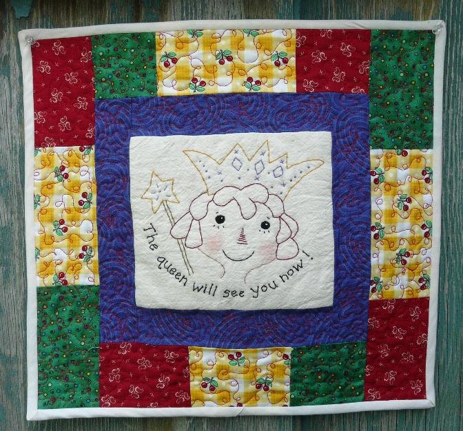 Queen Raggedy ann Girl embroidery PDF Pattern - stitchery will see you crown wand retro design
