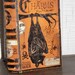 SMALL Vintage Paper Mache Halloween Witch's Book of CHARMS Box hand Painted BAT