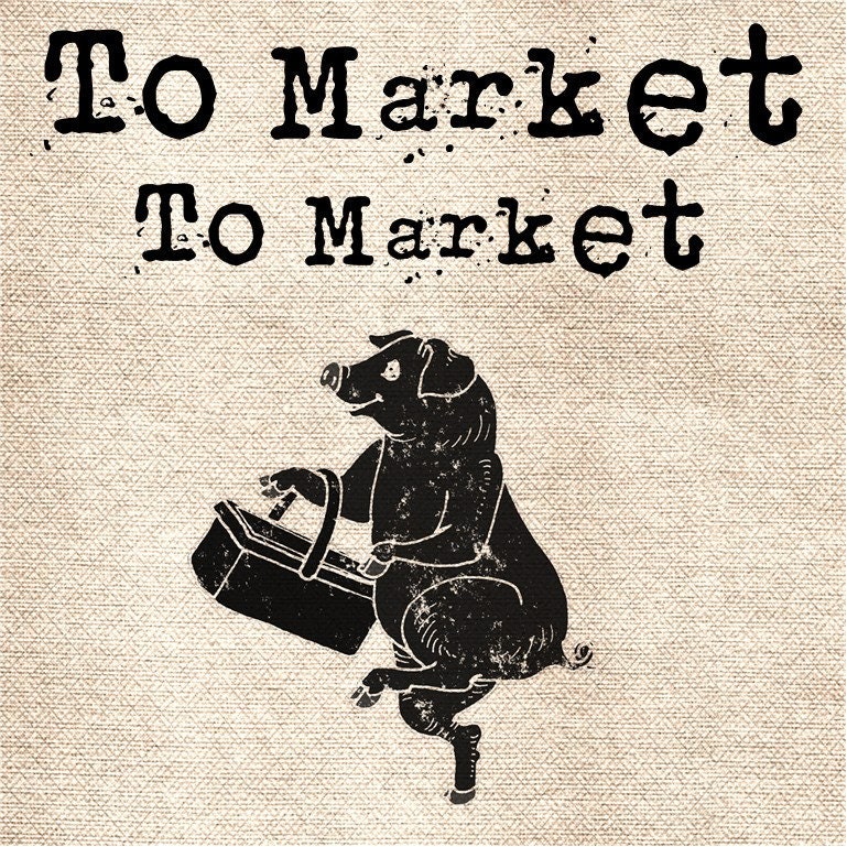 To Market To Market Pig DiGItal ImaGe TranSFer for BurlAp PilLows ShabBy GrUnGy ScRapBookInG