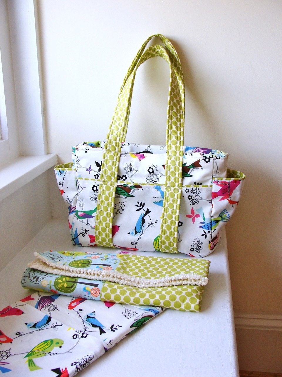 Design Your Own DYO XL Ultimate Diaper Bag Set with Foldover Diaper Clutch, Changing Pad, Stroller Straps and Key Fob