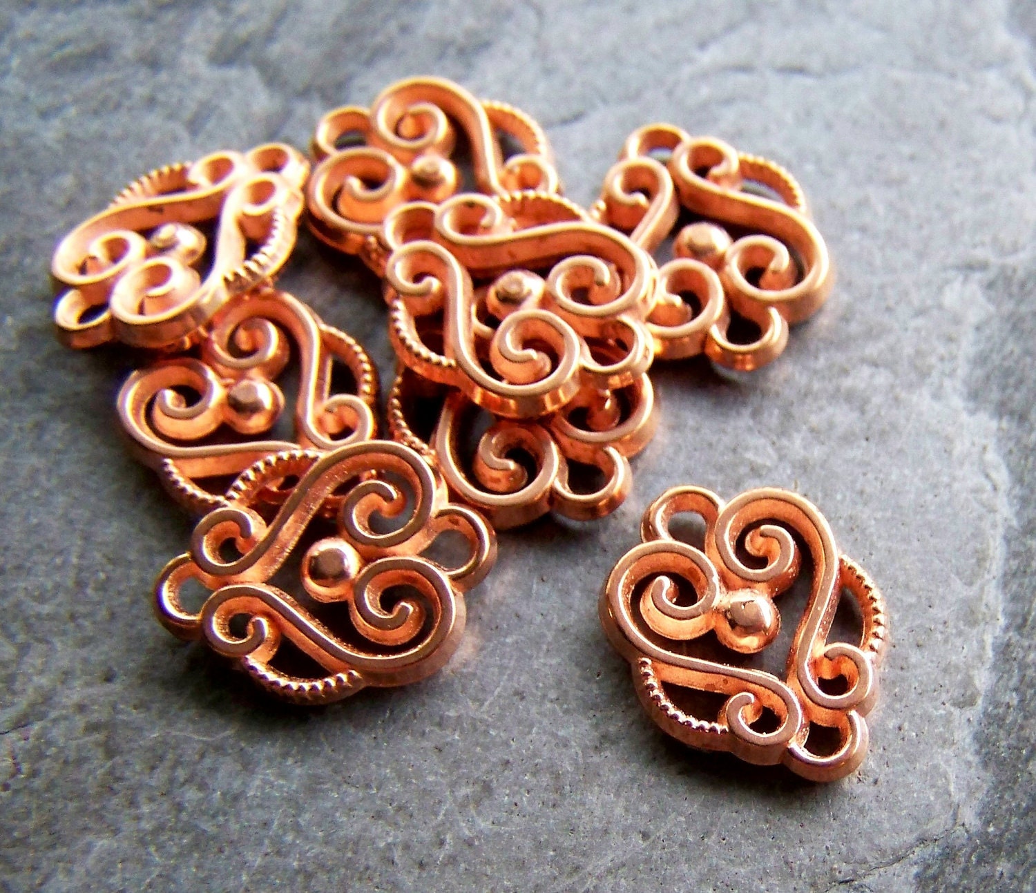Sale-See Store Announcement-Vintage Lucite Beads-Vintage Copper Plated Lucite Filigree Links/Connectors-8