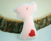Pale Pink Felt Embroidered Brooch Fox In Love Valentine Gift