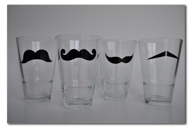Mustache glass decals set of 4