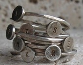 One Monogram Ring with Initial  Sterling Silver