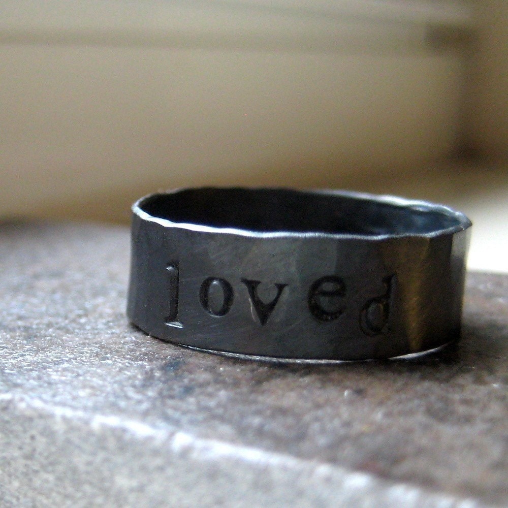 Sterling Silver Rustic Mens Ring Personalized