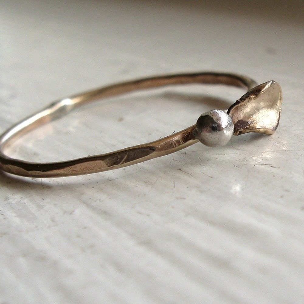 Rustic Gold Bud and Leaf Stacking Ring