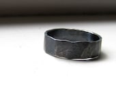 Mens Ring Rustic Distressed Sterling Band