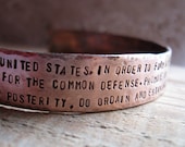 Rustic Hand Forged Copper Constitution Cuff - tinahdee