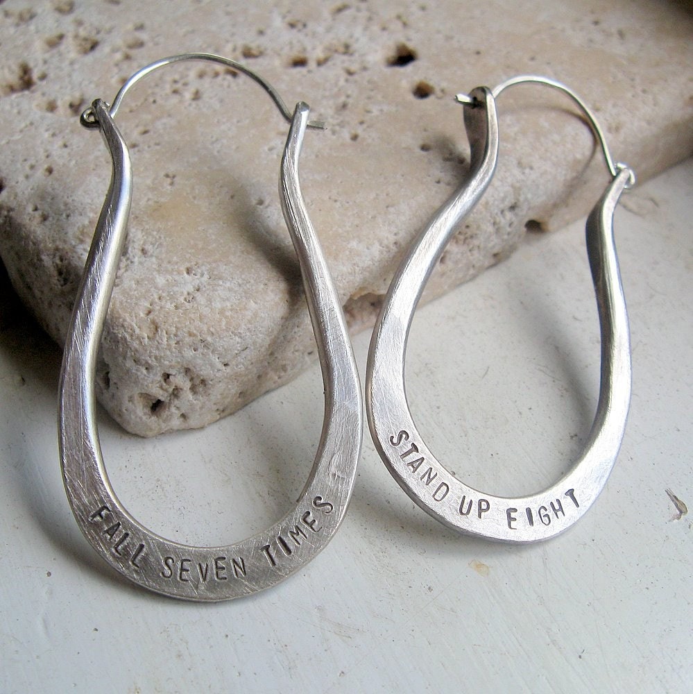 Silver horseshoe hoop earrings with personalization