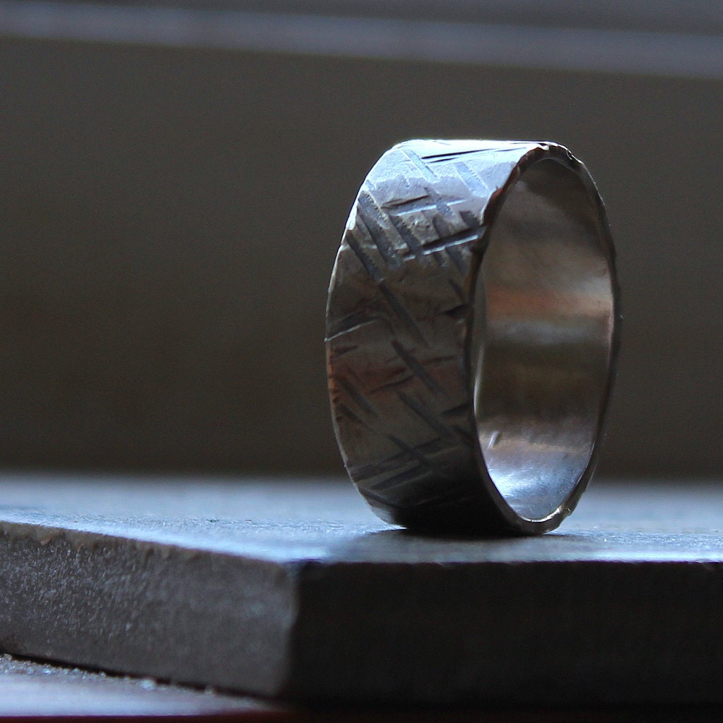 Mens Wedding Band in White Gold