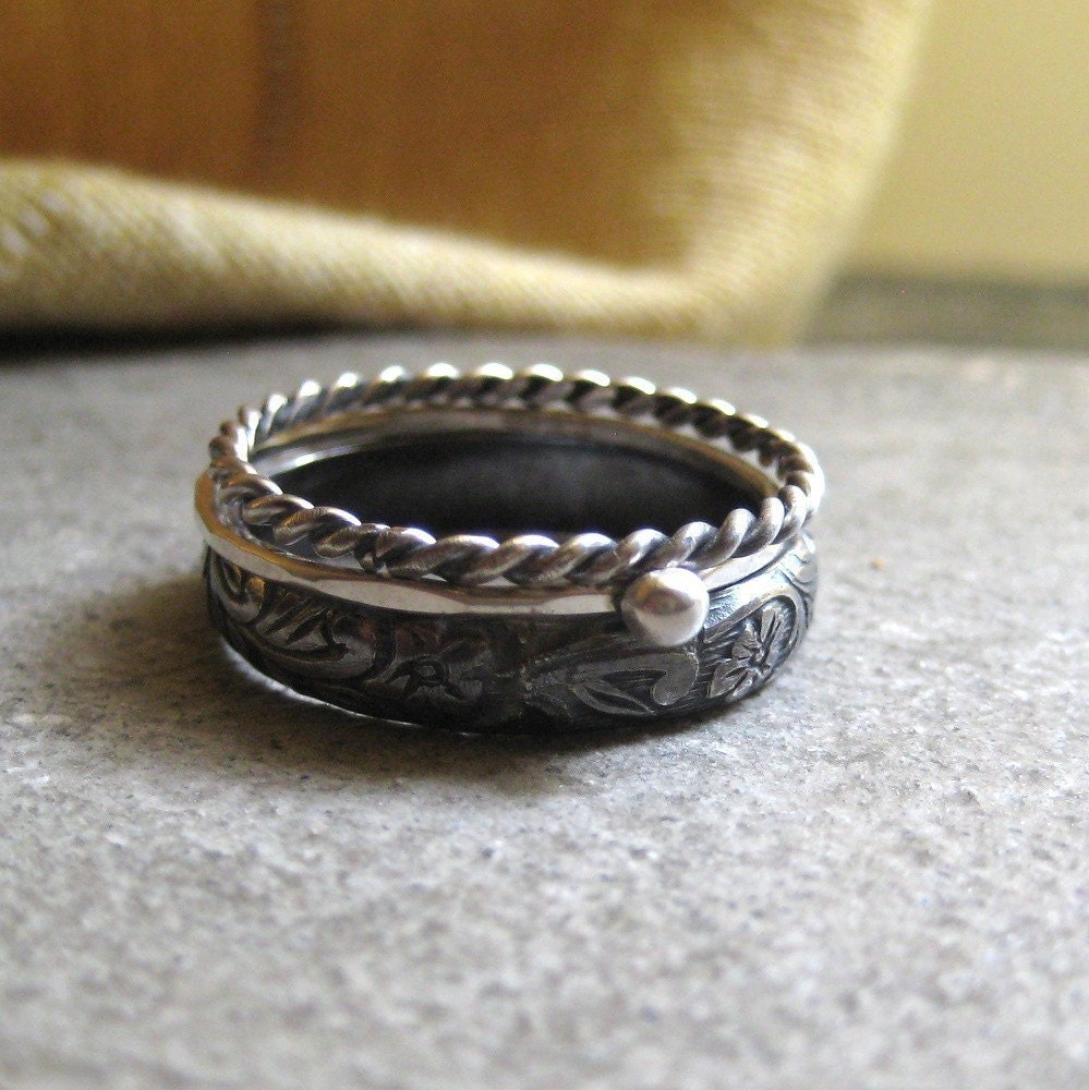 Dark Silver Stacking Rings