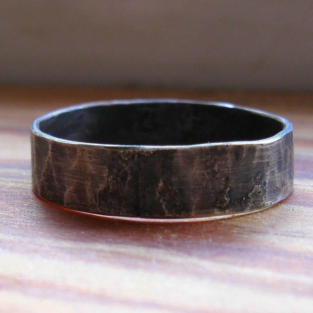 Handmade Rustic Distressed Sterling Silver Ring for men or women