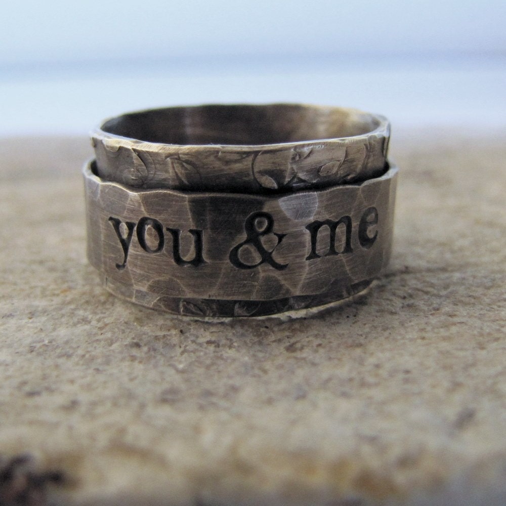 Rustic Spinner Ring - personalized With Rush Production