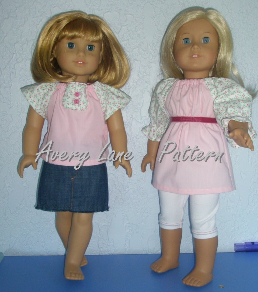 Peasant Boxy Top and Tunic Boutique Sewing Pattern eBook pdf email delivery 3 different sleeves 2 bodice styles for 15 inch dolls