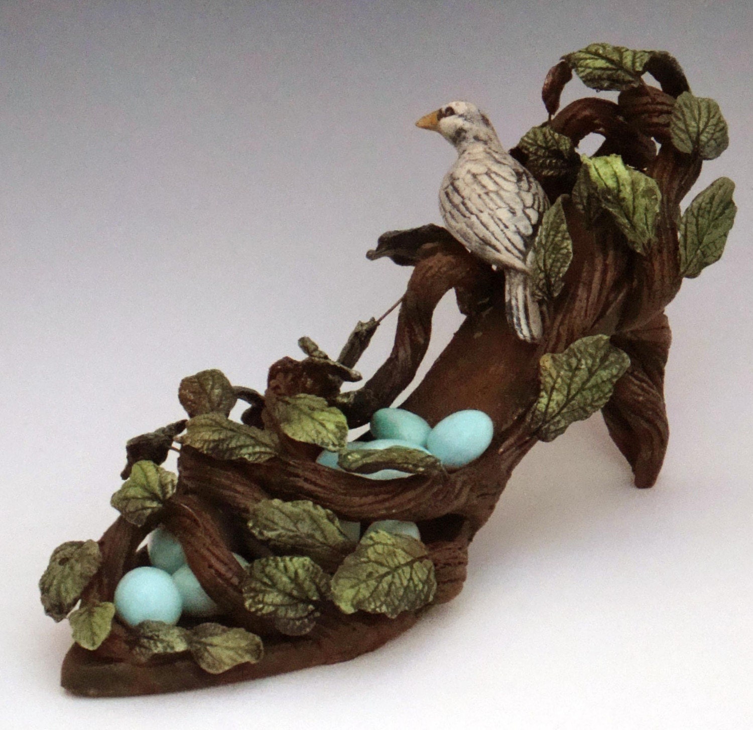 Birds Nest Shoe Sculpture (Made to Order)1 bird
